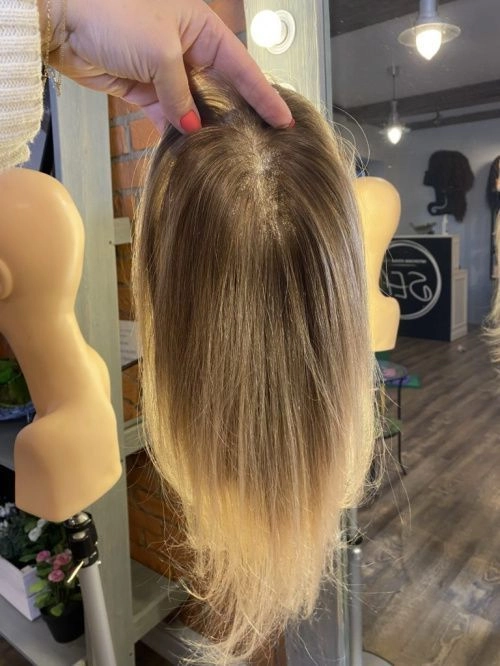 Теменная накладка из натуральных волос